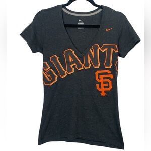 SF Giants V neck Tee, Heather Black, Nike Genuine Merch, Fandom, Athletic, Sz S.